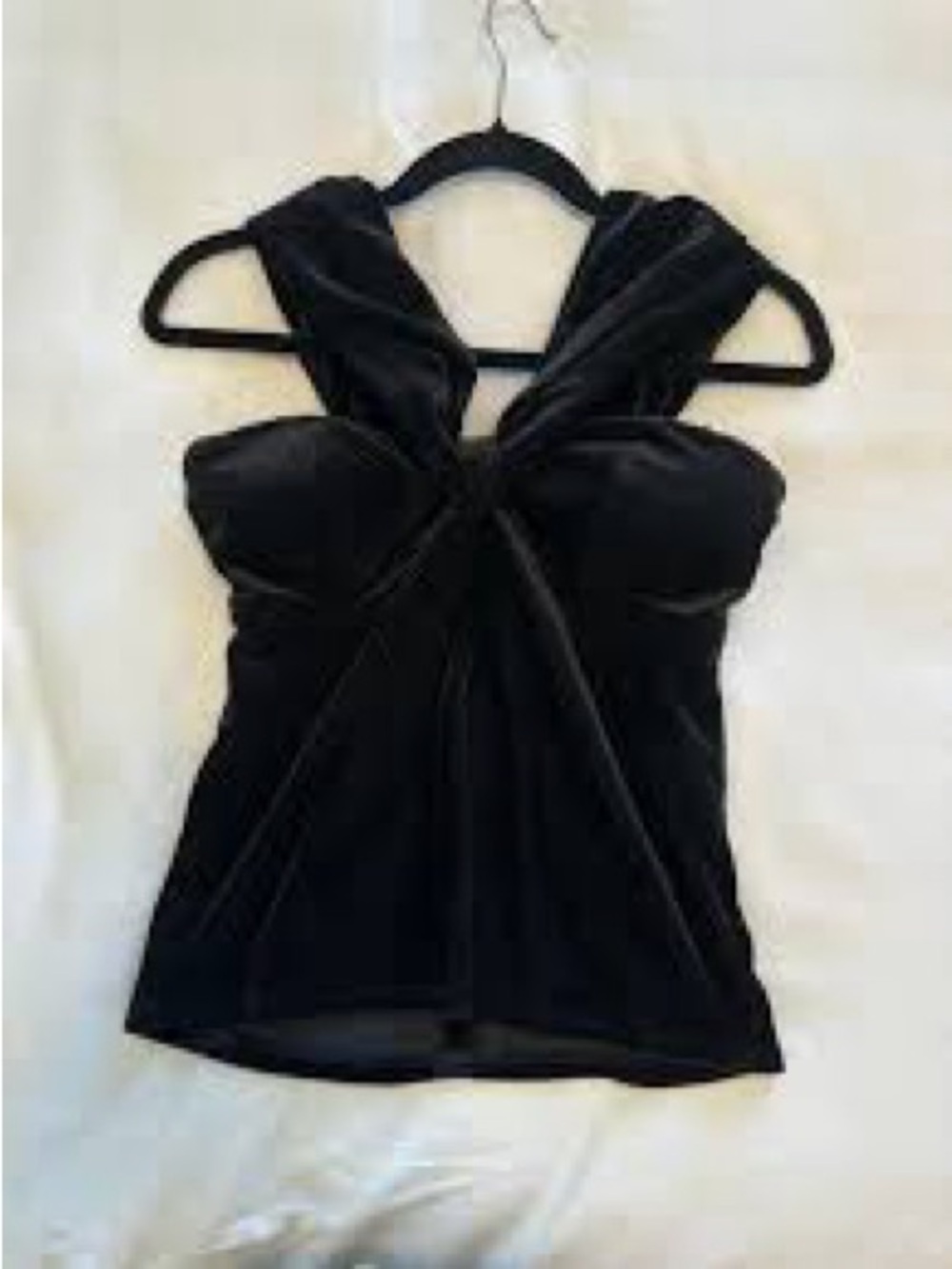 53. Parker • NWOT Velvet Twist-Front Black Women's Top PTP 17-20” - Picture 2 of 2
